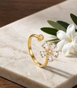 Gold cubic zirconia gold plated finger ring for women
