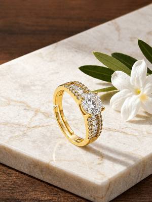 Gold cubic zirconia gold plated finger ring for women 1