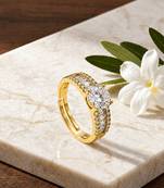 Gold cubic zirconia gold plated finger ring for women