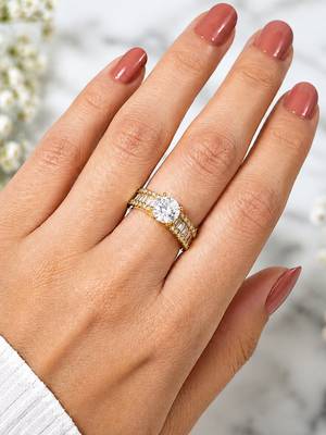 Gold cubic zirconia gold plated finger ring for women 2