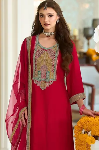 Women Ethnic Motifs Embroidered A-Line Kurta with Trousers & Dupatta