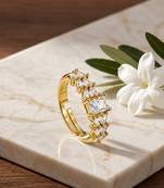 Gold cubic zirconia gold plated finger ring for women