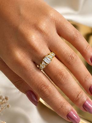 Gold cubic zirconia gold plated finger ring for women 2