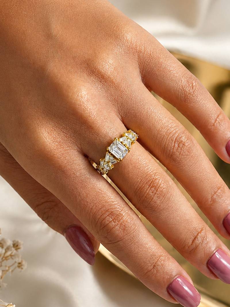 Gold cubic zirconia gold plated finger ring for women