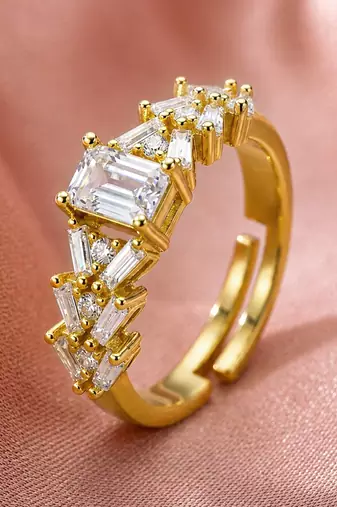 Gold cubic zirconia gold plated finger ring for women