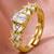 Gold cubic zirconia gold plated finger ring for women