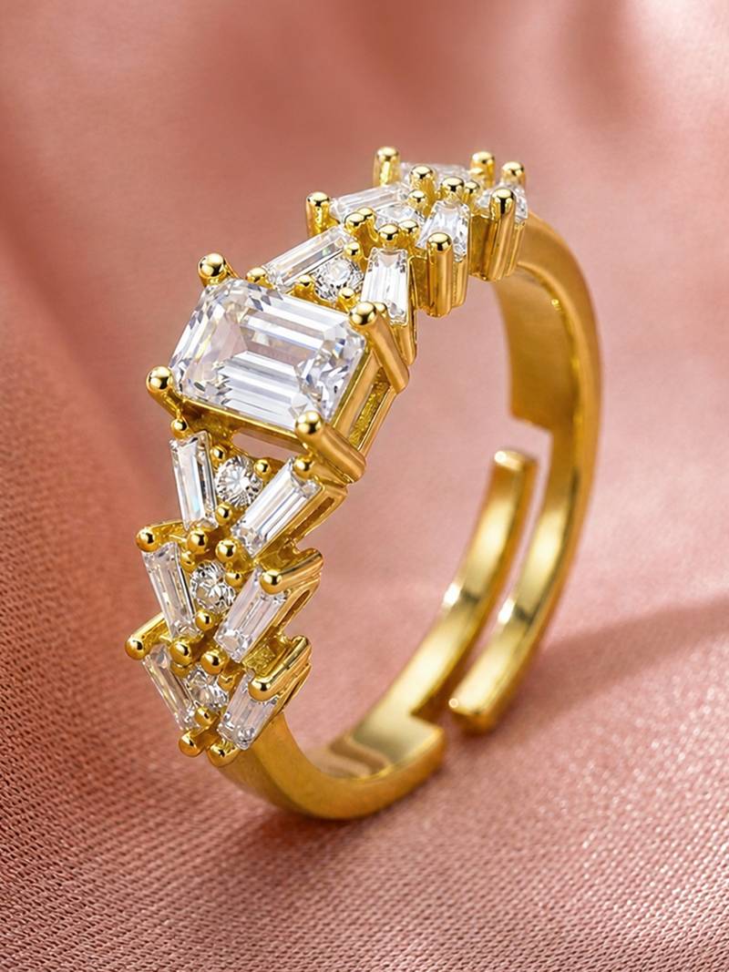 Gold cubic zirconia gold plated finger ring for women