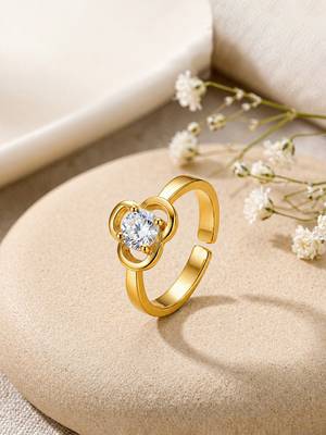 Gold cubic zirconia gold plated finger ring for women 1