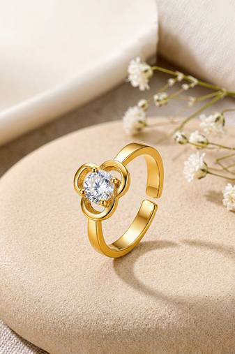 Gold cubic zirconia gold plated finger ring for women