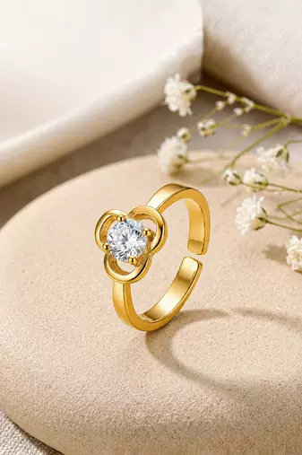 Gold cubic zirconia gold plated finger ring for women