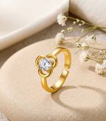 Gold cubic zirconia gold plated finger ring for women