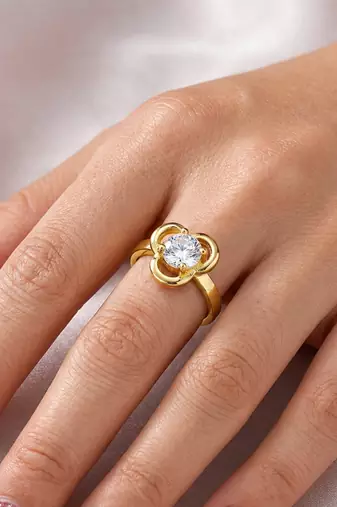 Gold cubic zirconia gold plated finger ring for women