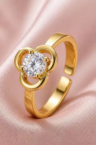 Gold cubic zirconia gold plated finger ring for women