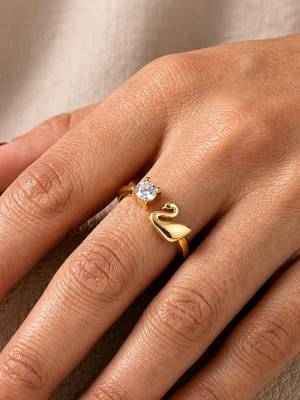 Gold cubic zirconia gold plated finger ring for women 1