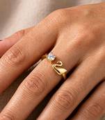Gold cubic zirconia gold plated finger ring for women