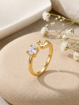 Gold cubic zirconia gold plated finger ring for women 2