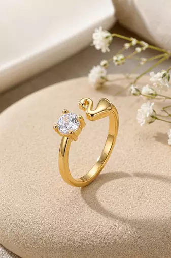 Gold cubic zirconia gold plated finger ring for women