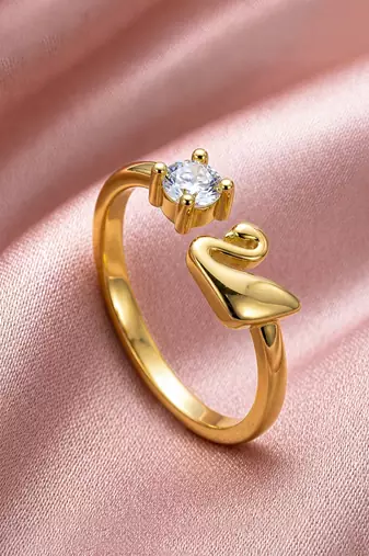 Gold cubic zirconia gold plated finger ring for women