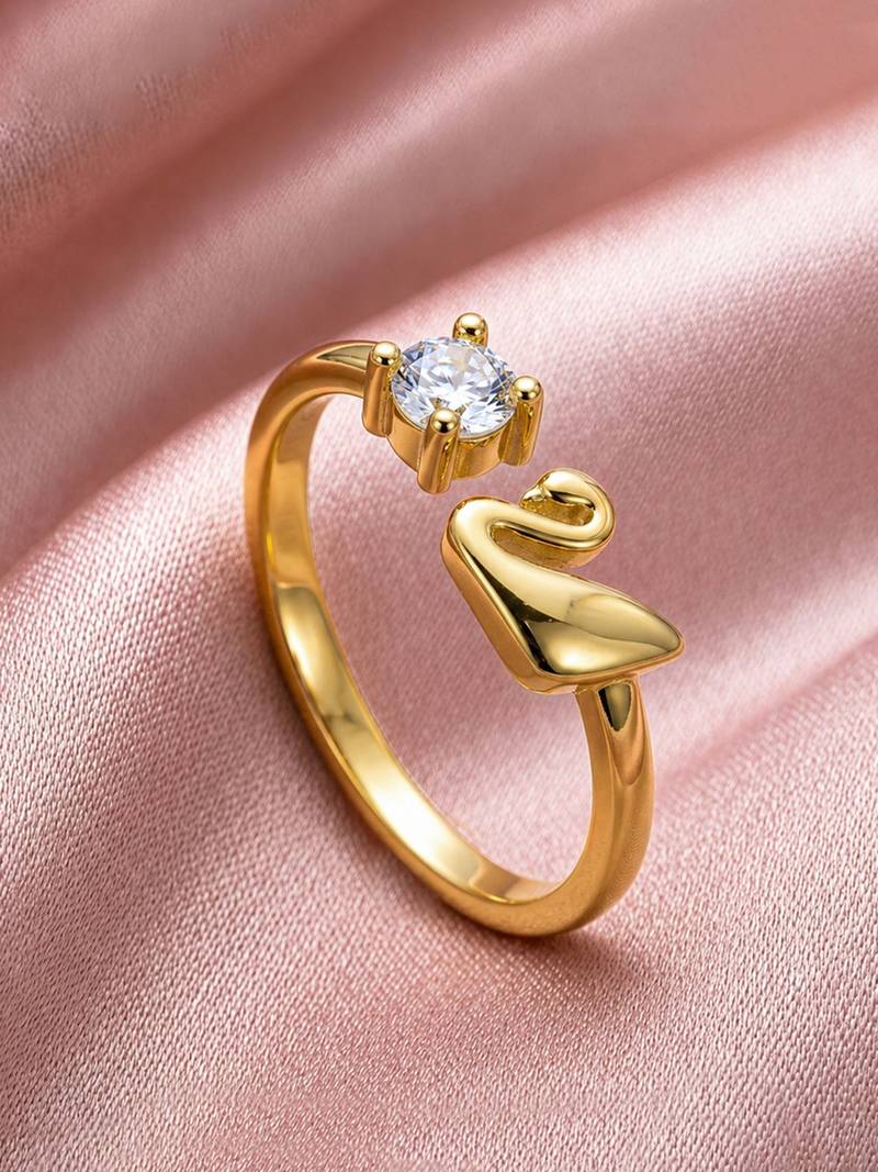 Gold cubic zirconia gold plated finger ring for women