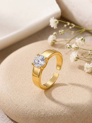 Gold cubic zirconia gold plated finger ring for women 1
