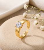 Gold cubic zirconia gold plated finger ring for women