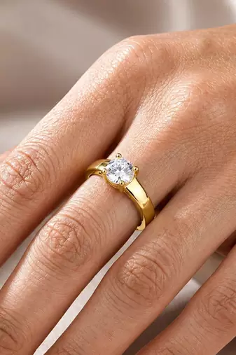 Gold cubic zirconia gold plated finger ring for women