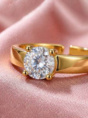 Gold cubic zirconia gold plated finger ring for women 3