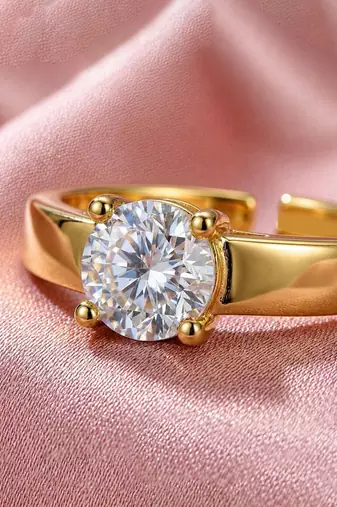 Gold cubic zirconia gold plated finger ring for women