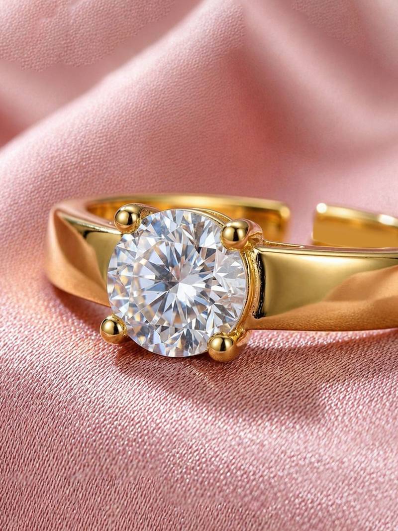 Gold cubic zirconia gold plated finger ring for women