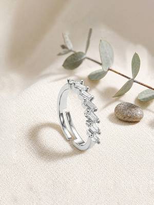 Silver cubic zirconia gold plated finger ring for women 1