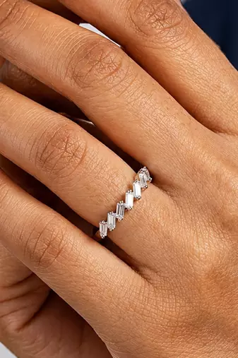 Silver cubic zirconia gold plated finger ring for women