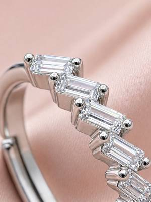 Silver cubic zirconia gold plated finger ring for women 3