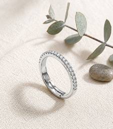 Silver cubic zirconia gold plated finger ring for women