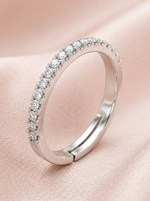 Silver cubic zirconia gold plated finger ring for women 3