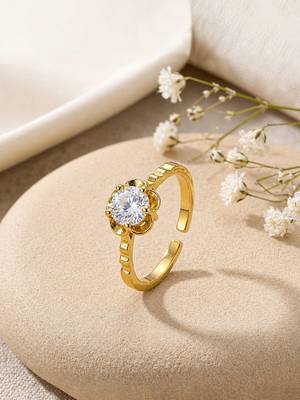 Gold cubic zirconia gold plated finger ring for women 1