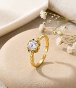 Gold cubic zirconia gold plated finger ring for women