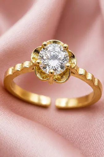 Gold cubic zirconia gold plated finger ring for women