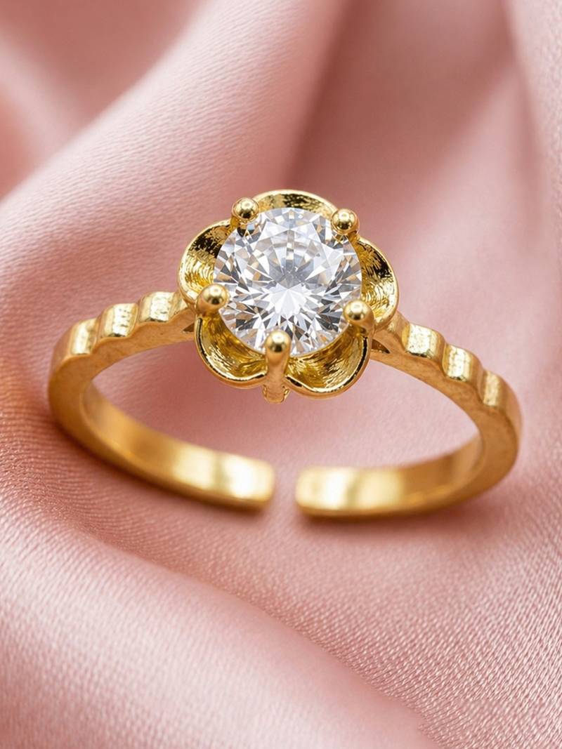 Gold cubic zirconia gold plated finger ring for women