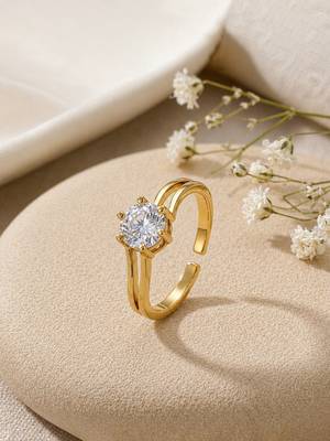 Gold cubic zirconia gold plated finger ring for women 1