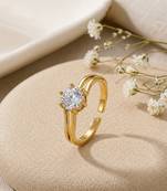 Gold cubic zirconia gold plated finger ring for women