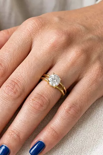 Gold cubic zirconia gold plated finger ring for women