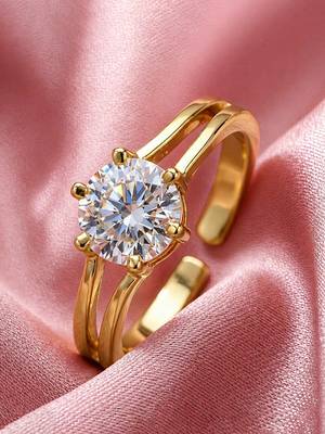 Gold cubic zirconia gold plated finger ring for women 3