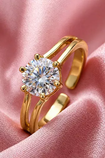 Gold cubic zirconia gold plated finger ring for women