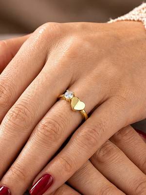 Gold cubic zirconia gold plated finger ring for women 1
