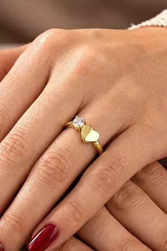 Gold cubic zirconia gold plated finger ring for women