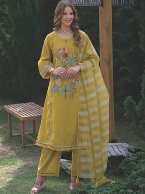 Women Ethnic Motifs Embroidered Sequinned Kurta with Trousers & With Dupatta 1
