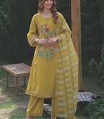 Women Ethnic Motifs Embroidered Sequinned Kurta with Trousers & With Dupatta