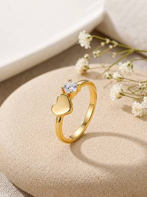 Gold cubic zirconia gold plated finger ring for women 2