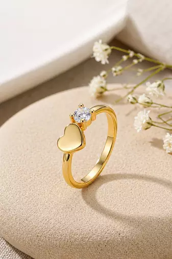 Gold cubic zirconia gold plated finger ring for women