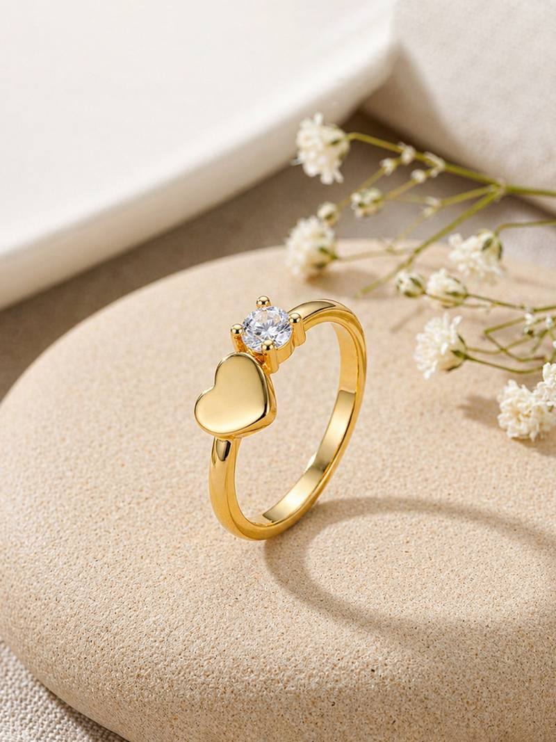 Gold cubic zirconia gold plated finger ring for women